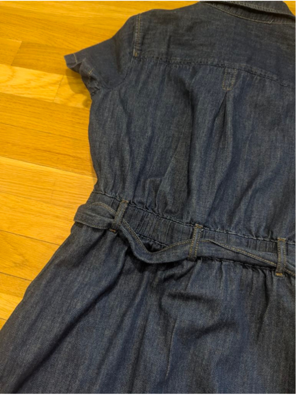 J. Crew Factory Denim Utility Dress Short Sleeve w/Tie + Button Front Size 4 - Picture 6 of 13